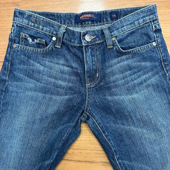 Vigoss Flare Jeans Size 7/8 Distressed Pockets Embroidered Denim - Picture 4 of 9